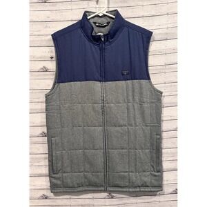 Travis Matthew Mens Cold Bay Vest M Pebble Beach Golf Links Logo Navy Gray Puff